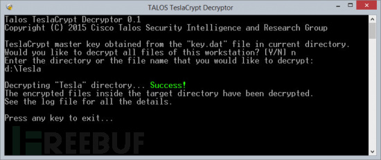 思科发布针对勒索软件TeslaCrypt的解密工具
