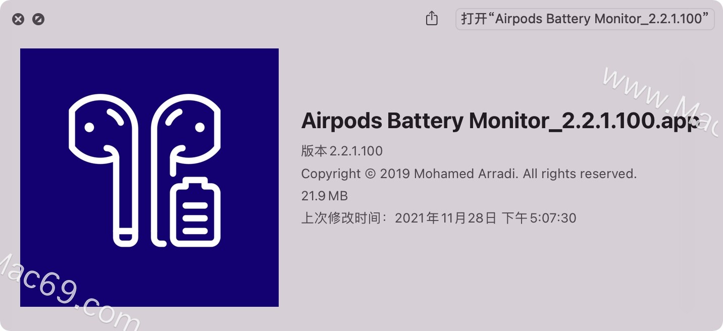 Airpods Battery Monitor Mac(AirPods电池监控器)_macos