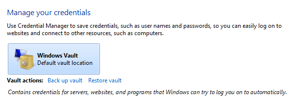 Windows7中的保险柜和证书管理器