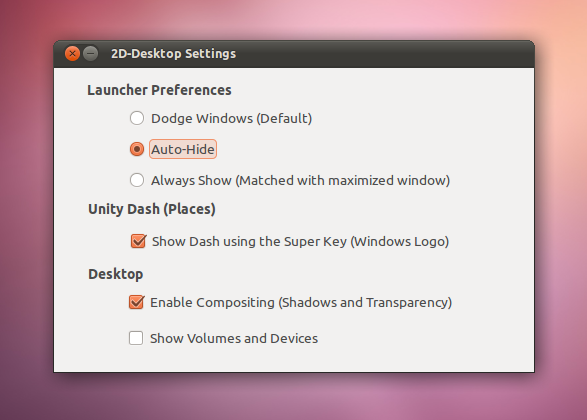 Ubuntu Unity 2D 配置工具 