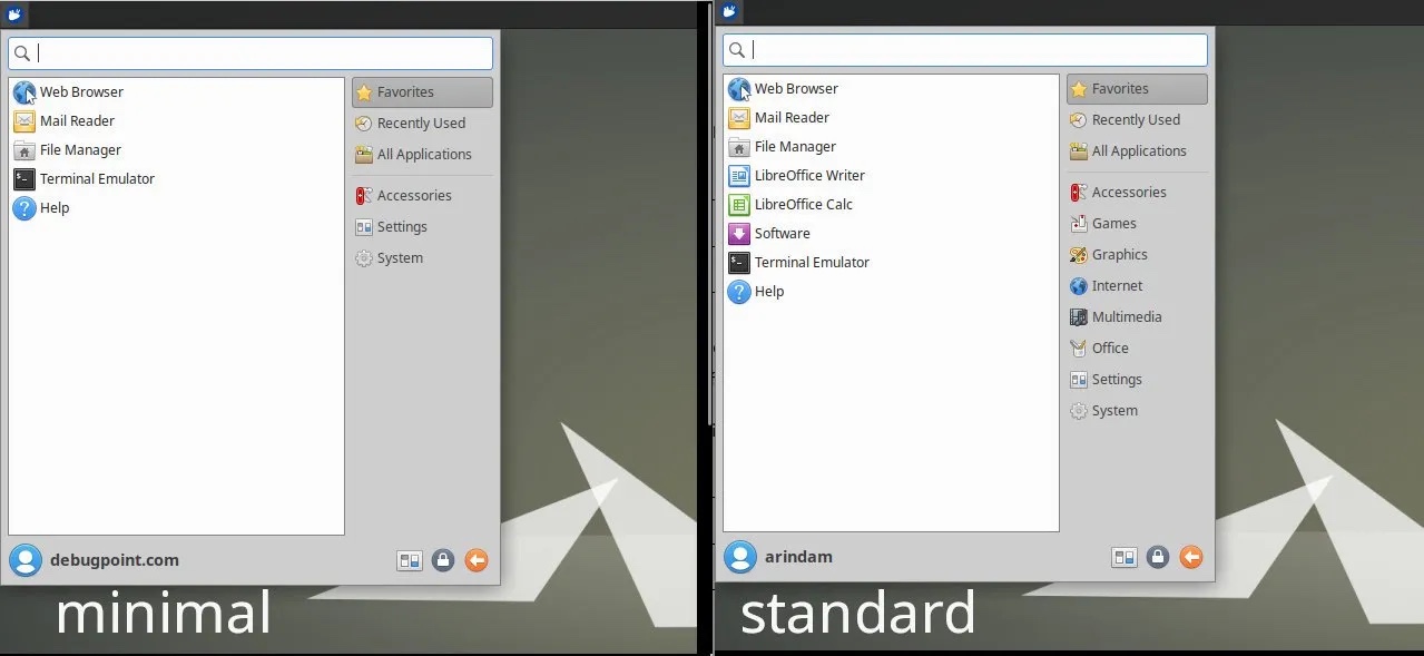 Xubuntu 最小化和标准安装比较